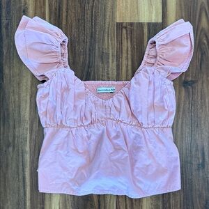 Abercrombie & Fitch Light Pink Puff Sleeve Crop Top